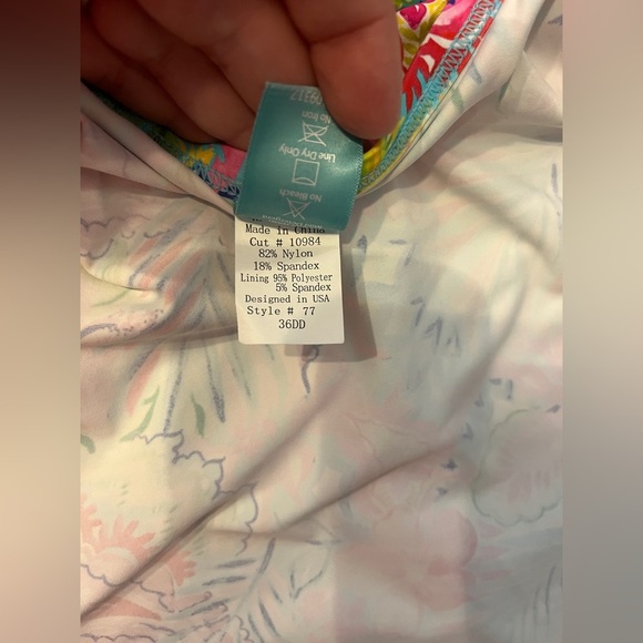 Sunsets Colorful Floral Underwire Bra Tankini Top 36DD - Picture 7 of 7